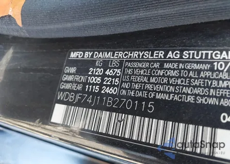 2001 Mercedes-Benz E 55 Amg from USA, damaged, VIN WDBJF74J11B270115